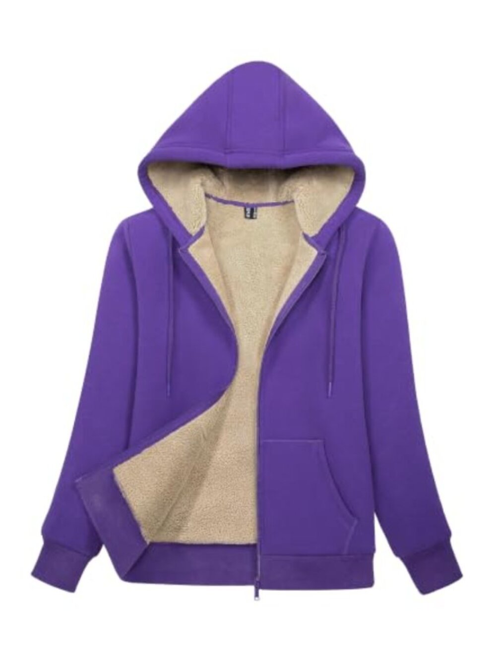 Womens Zip Up Fleece Sherpa Hoodie Jacket Cotton Spandex Warm
